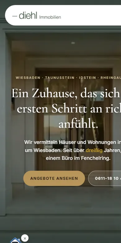 Diehl Immobilien – Mobil-Ansicht