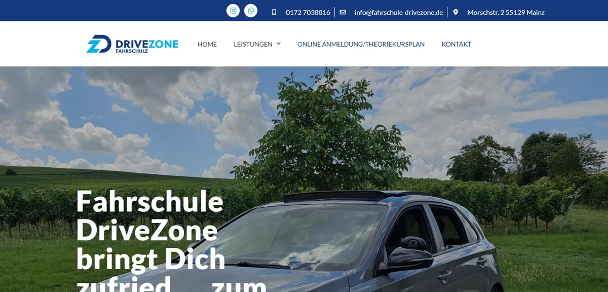 Fahrschule DriveZone – Desktop-Ansicht